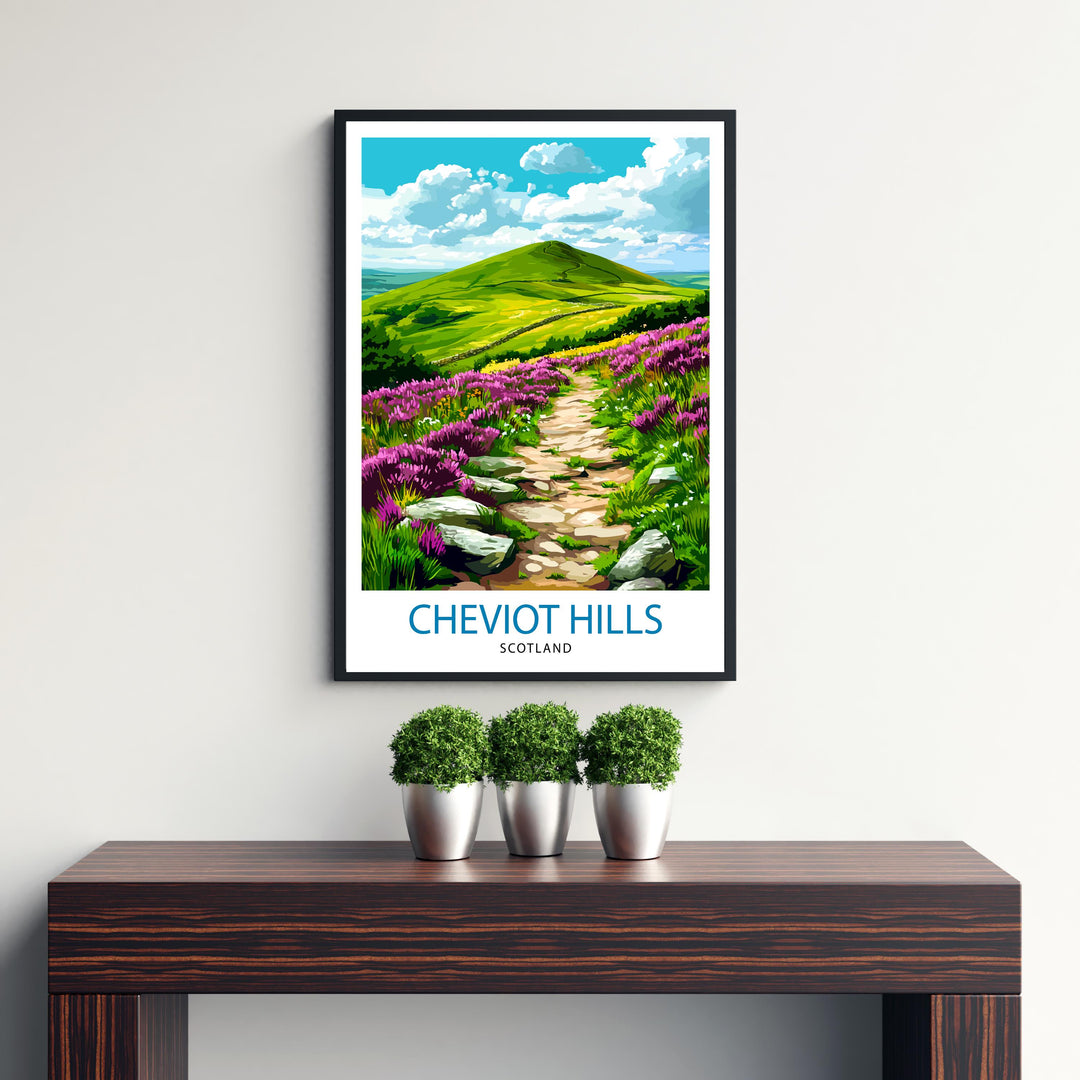 Cheviot Hills Northumberland Travel Poster Wall Decor Wall Art Cheviot Hills Landscape Wall Hanging Home Décor Northumberland Gift Art