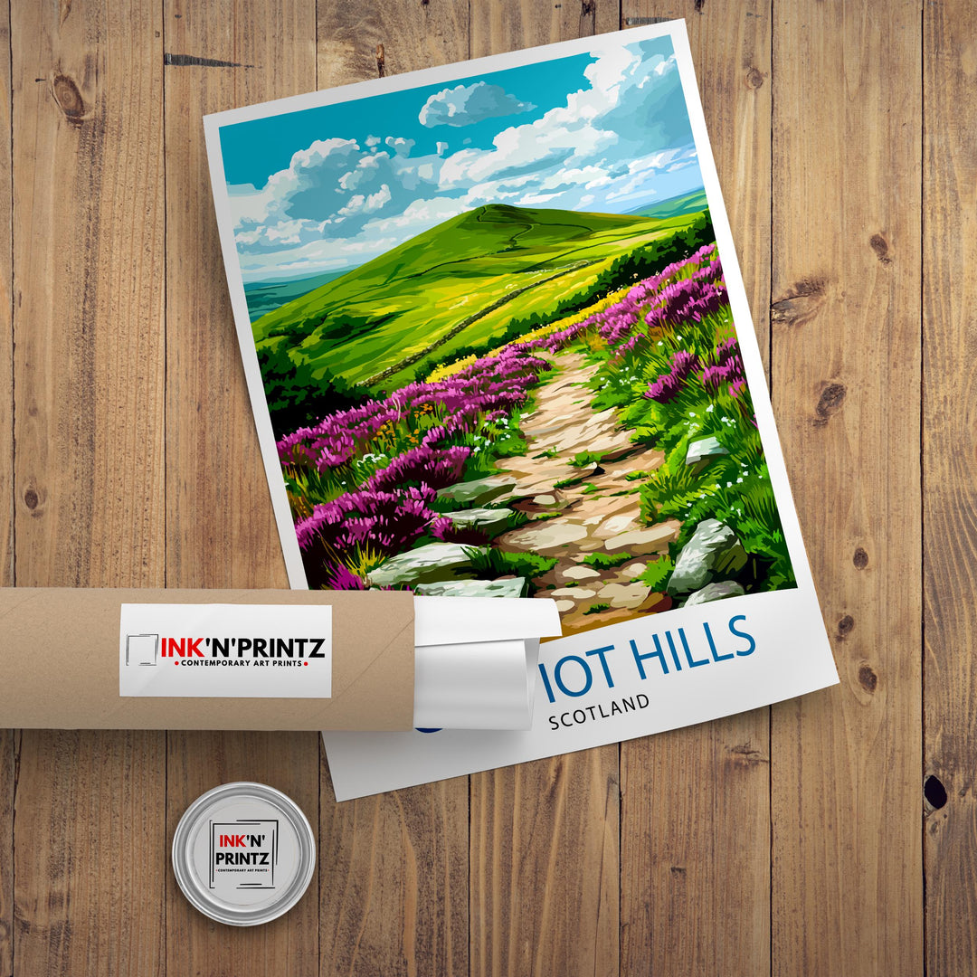 Cheviot Hills Northumberland Travel Poster Wall Decor Wall Art Cheviot Hills Landscape Wall Hanging Home Décor Northumberland Gift Art