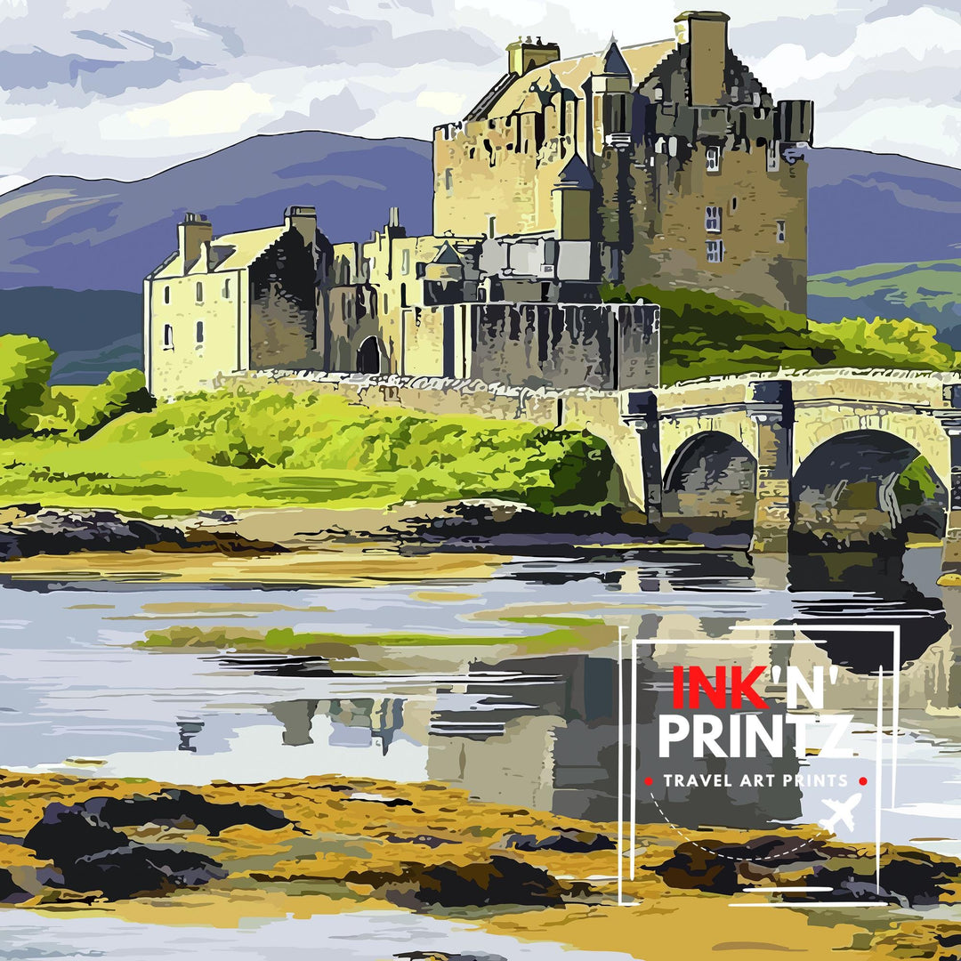 Eilean Donan Castle Scotland Travel Poster Wall Decor Wall Art Eilean Donan Castle Landscape Wall Hanging Home Décor Scottish