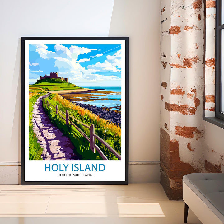 Holy Island Northumberland Travel Poster Wall Decor Wall Art Holy Island Landscape Wall Hanging Home Décor Northumberland Gift Art Lovers