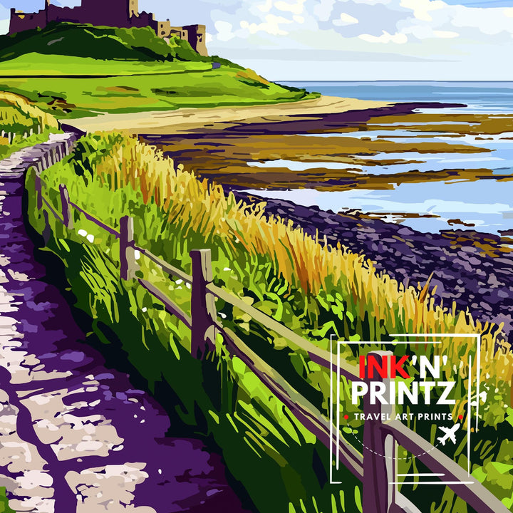 Holy Island Northumberland Travel Poster Wall Decor Wall Art Holy Island Landscape Wall Hanging Home Décor Northumberland Gift Art Lovers