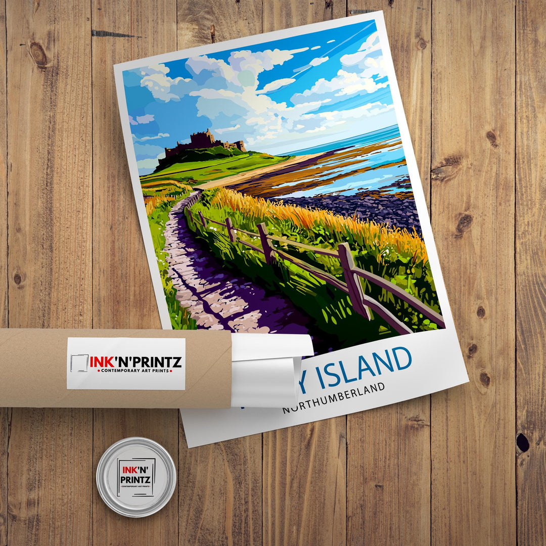 Holy Island Northumberland Travel Poster Wall Decor Wall Art Holy Island Landscape Wall Hanging Home Décor Northumberland Gift Art Lovers