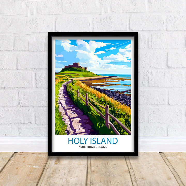 Holy Island Northumberland Travel Poster Wall Decor Wall Art Holy Island Landscape Wall Hanging Home Décor Northumberland Gift Art Lovers