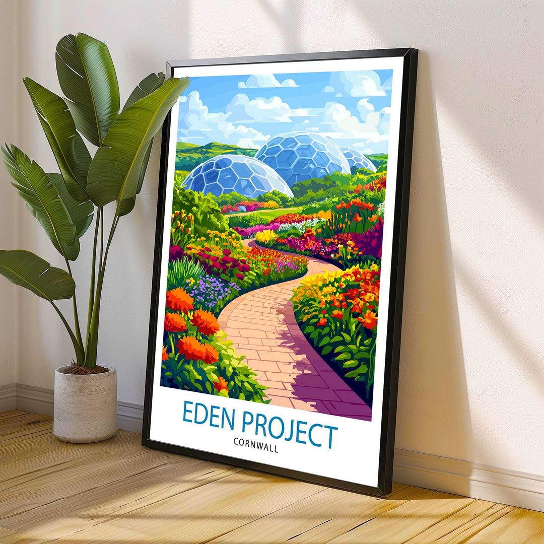 Eden Project Cornwall Travel Poster Wall Decor Wall Art Eden Project Landscape Wall Hanging Home Décor Cornwall Gift Art Lovers Scenic Print