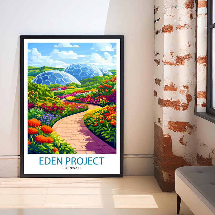 Eden Project Cornwall Travel Poster Wall Decor Wall Art Eden Project Landscape Wall Hanging Home Décor Cornwall Gift Art Lovers Scenic Print