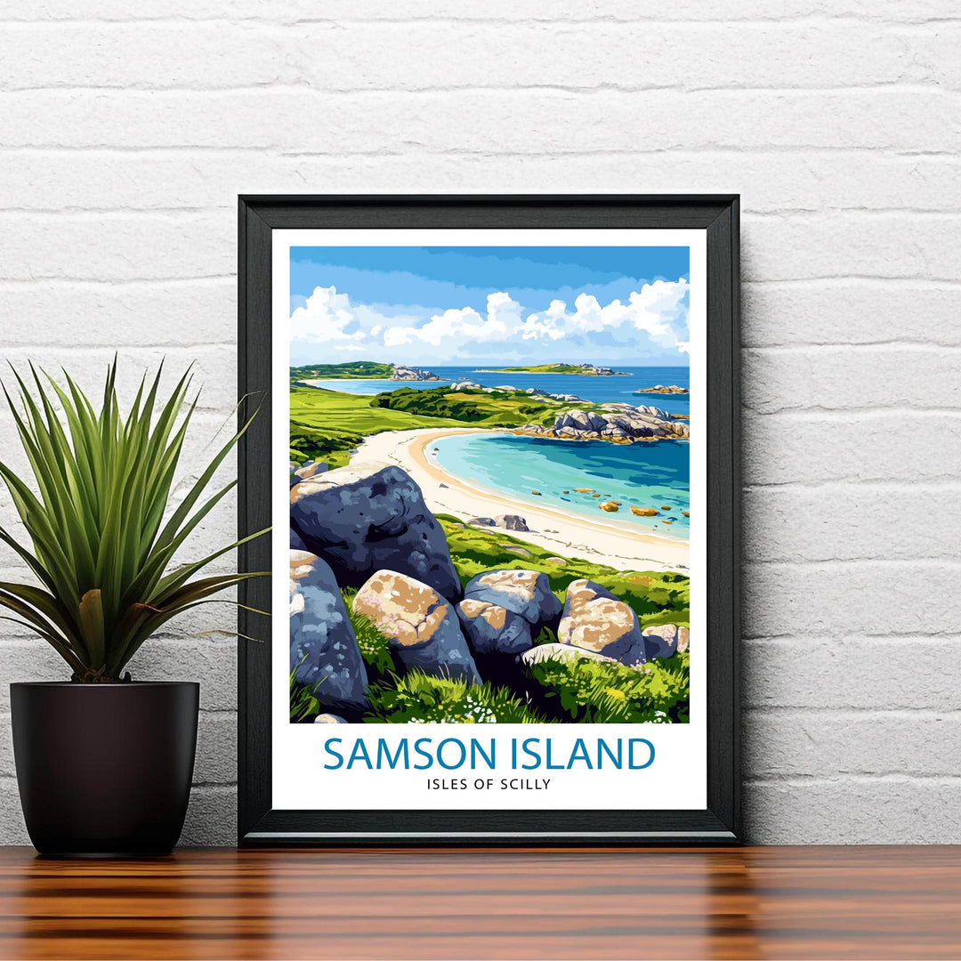 Samson Isles of Scilly Travel Poster Wall Decor Wall Art Samson Island Landscape Wall Hanging Home Décor Isles of Scilly Gift Art Lovers