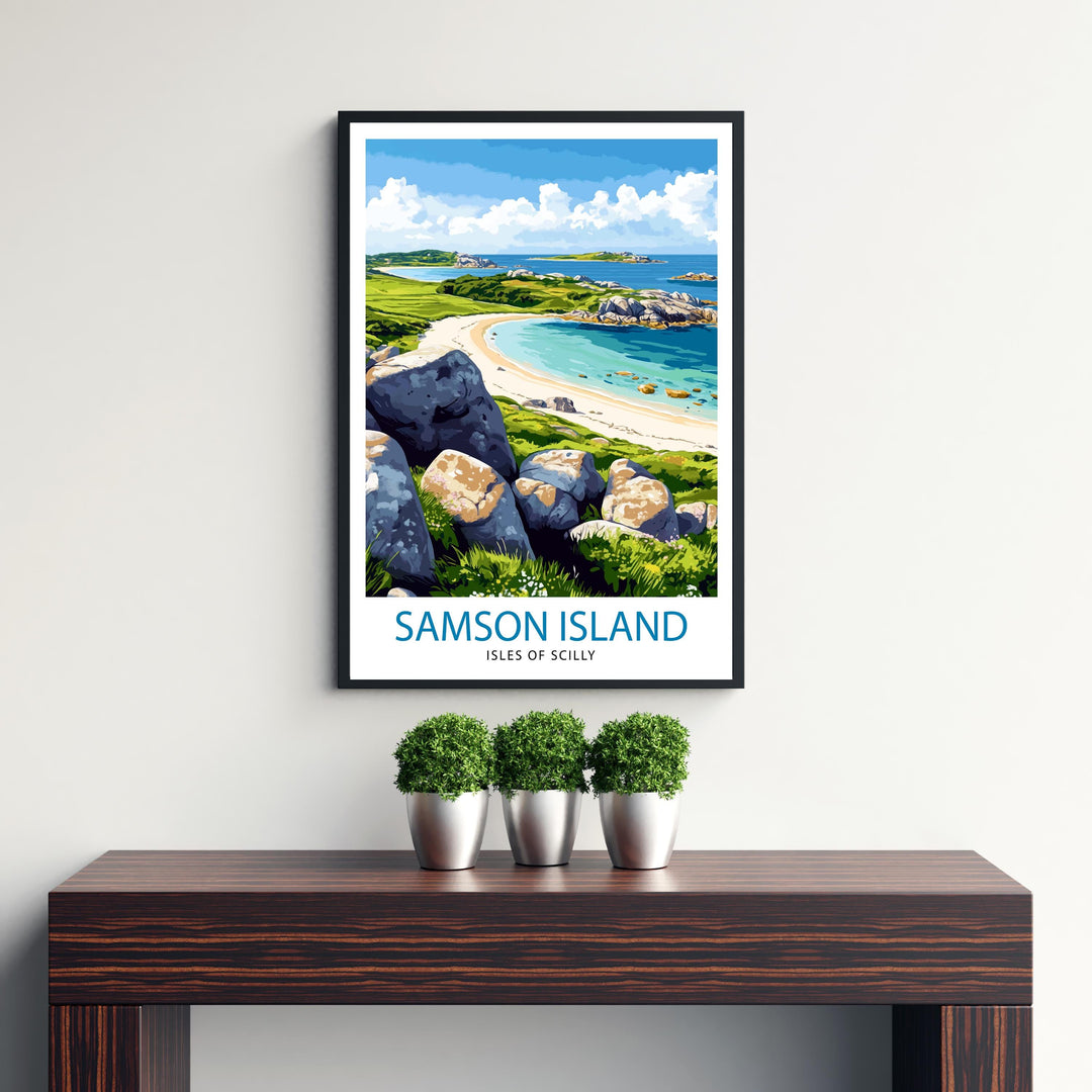 Samson Isles of Scilly Travel Poster Wall Decor Wall Art Samson Island Landscape Wall Hanging Home Décor Isles of Scilly Gift Art Lovers