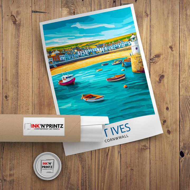 St Ives Cornwall Travel Poster Wall Decor Wall Art St Ives Landscape Wall Hanging Home Décor Cornwall Gift Art Lovers Scenic Print