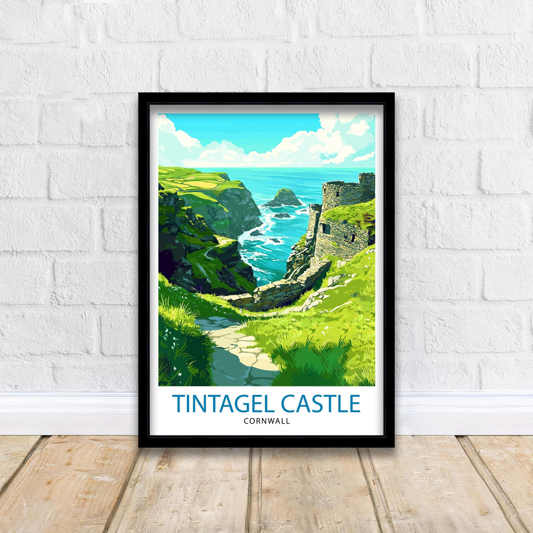 Tintagel Castle Cornwall Travel Poster Wall Decor Wall Art Tintagel Castle Landscape Wall Hanging Home Décor Cornwall Gift Art Lovers Scenic