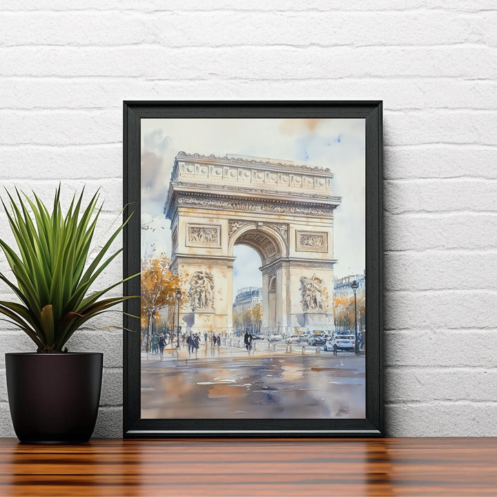 Arc de Triomphe Paris Watercolor Travel Print Wall Decor Wall Art Paris Landmark Wall Hanging Home Décor French City Gift Art Lovers Scenic