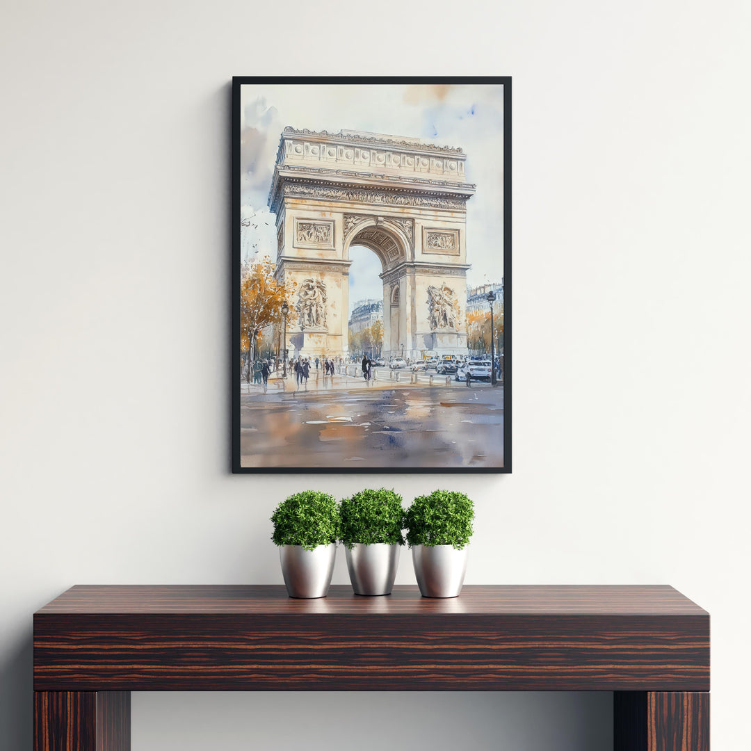 Arc de Triomphe Paris Watercolor Travel Print Wall Decor Wall Art Paris Landmark Wall Hanging Home Décor French City Gift Art Lovers Scenic