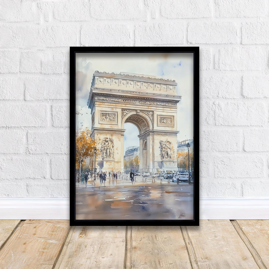 Arc de Triomphe Paris Watercolor Travel Poster