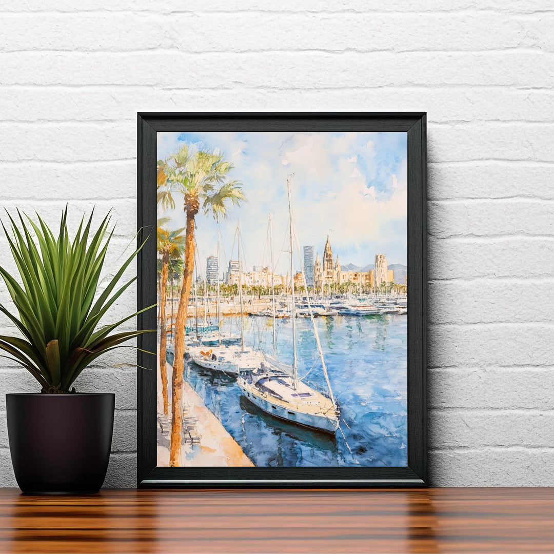 Barcelona Watercolor Travel Print Wall Decor Wall Art Barcelona Landscape Wall Hanging Home Décor Spanish City Gift Art Lovers Scenic Print