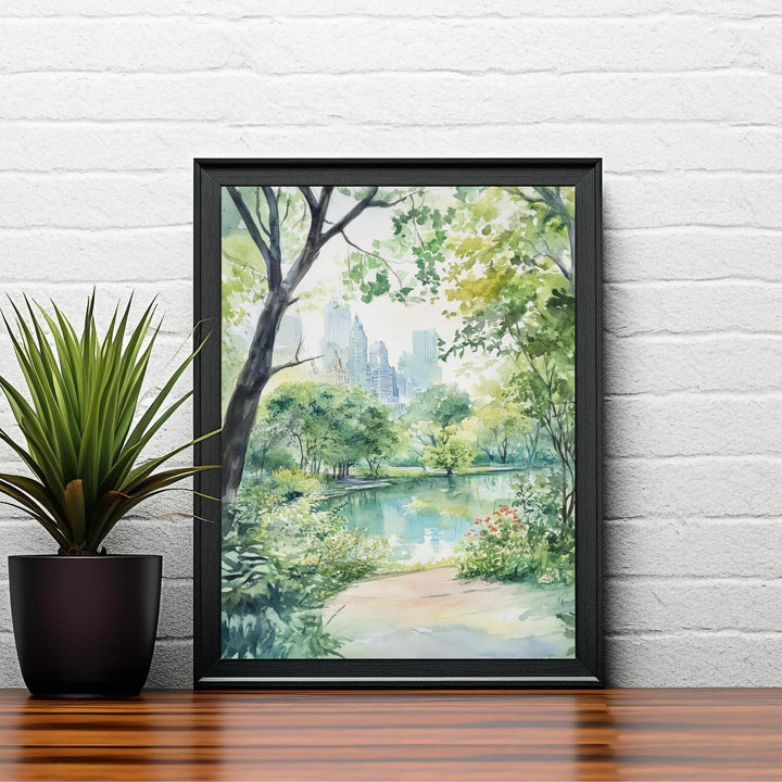 Central Park NYC Watercolor Travel Poster