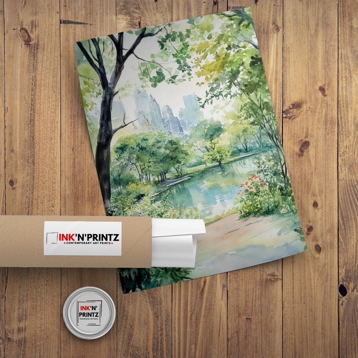 Central Park NYC Watercolor Travel Poster