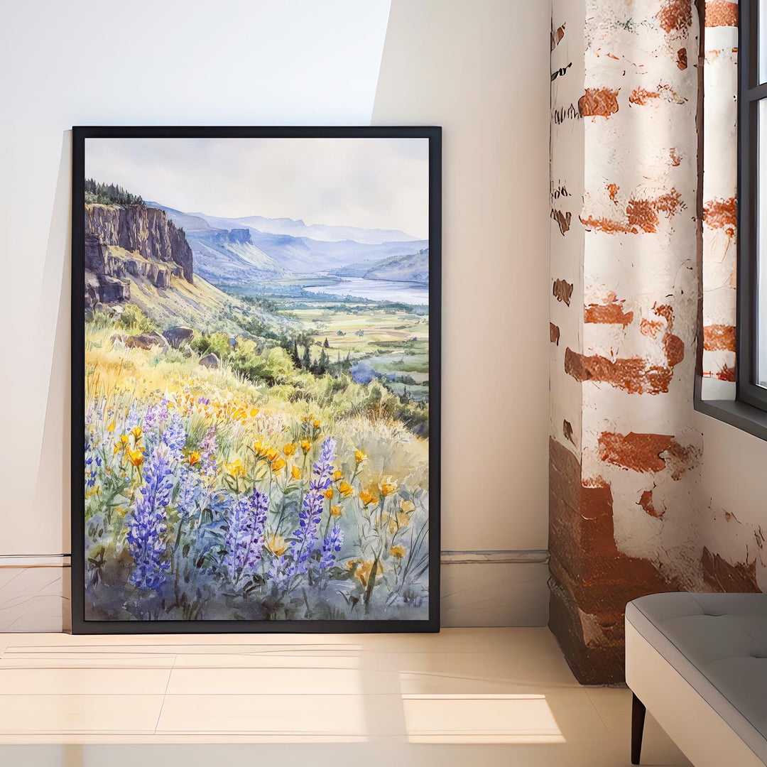 Columbia Gorge Watercolor Travel Print Wall Decor Wall Art Columbia Gorge Landscape Wall Hanging Home Décor Nature Gift Art Lovers Scenic