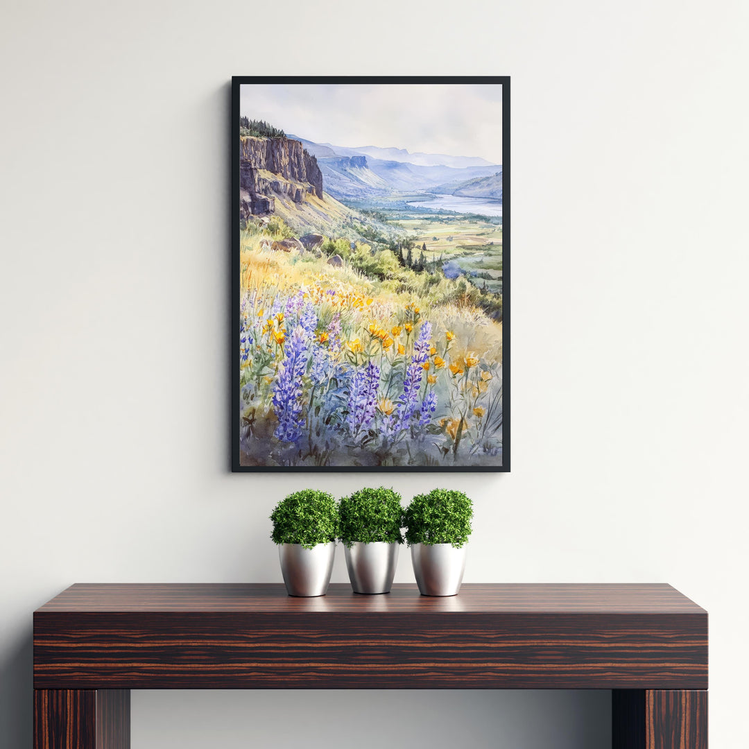 Columbia Gorge Watercolor Travel Poster