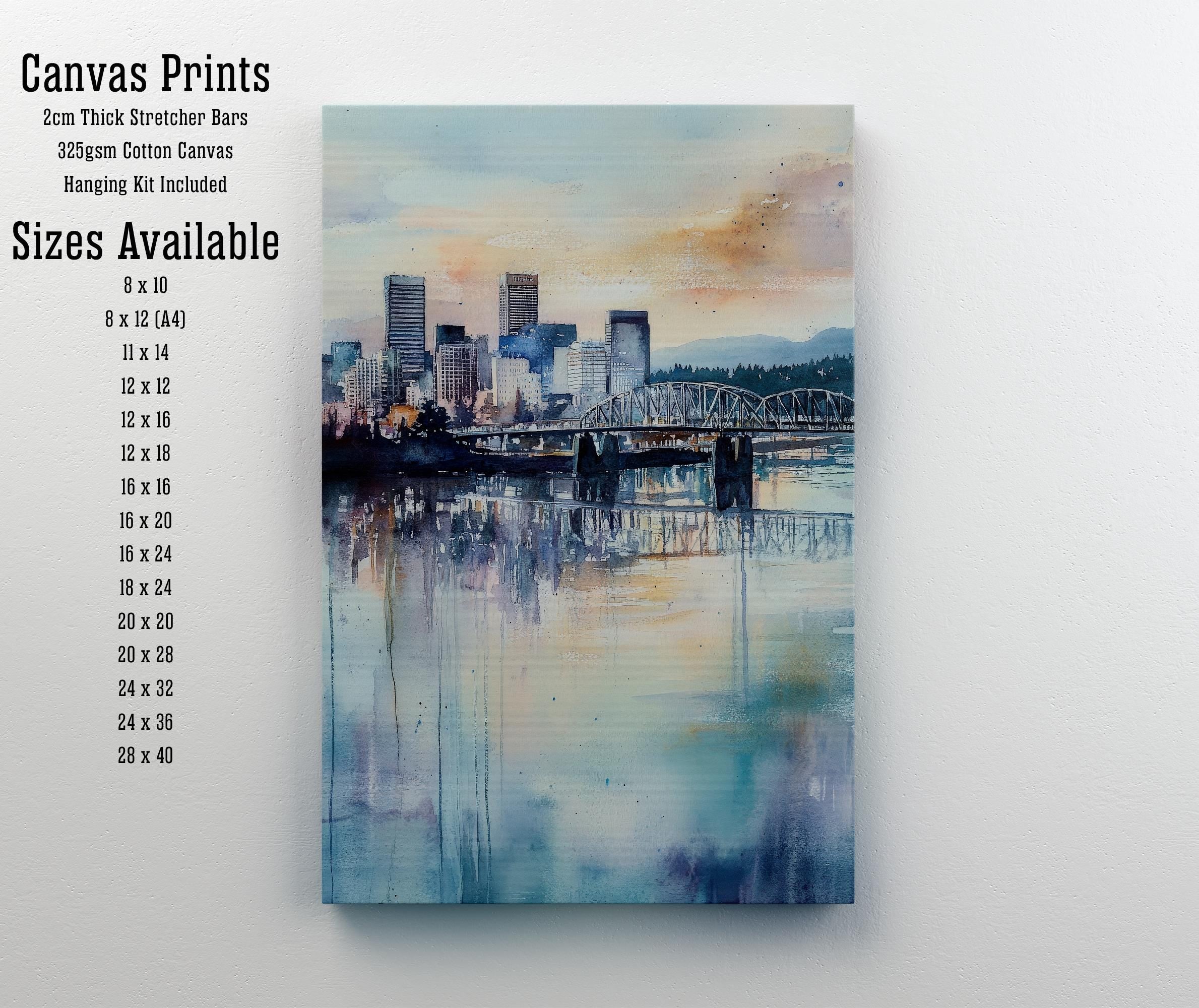 Portland Oregon Watercolor Travel Print Wall Decor Wall Art Portland Landscape Wall Hanging Home Décor Oregon City Gift Art Lovers Scenic