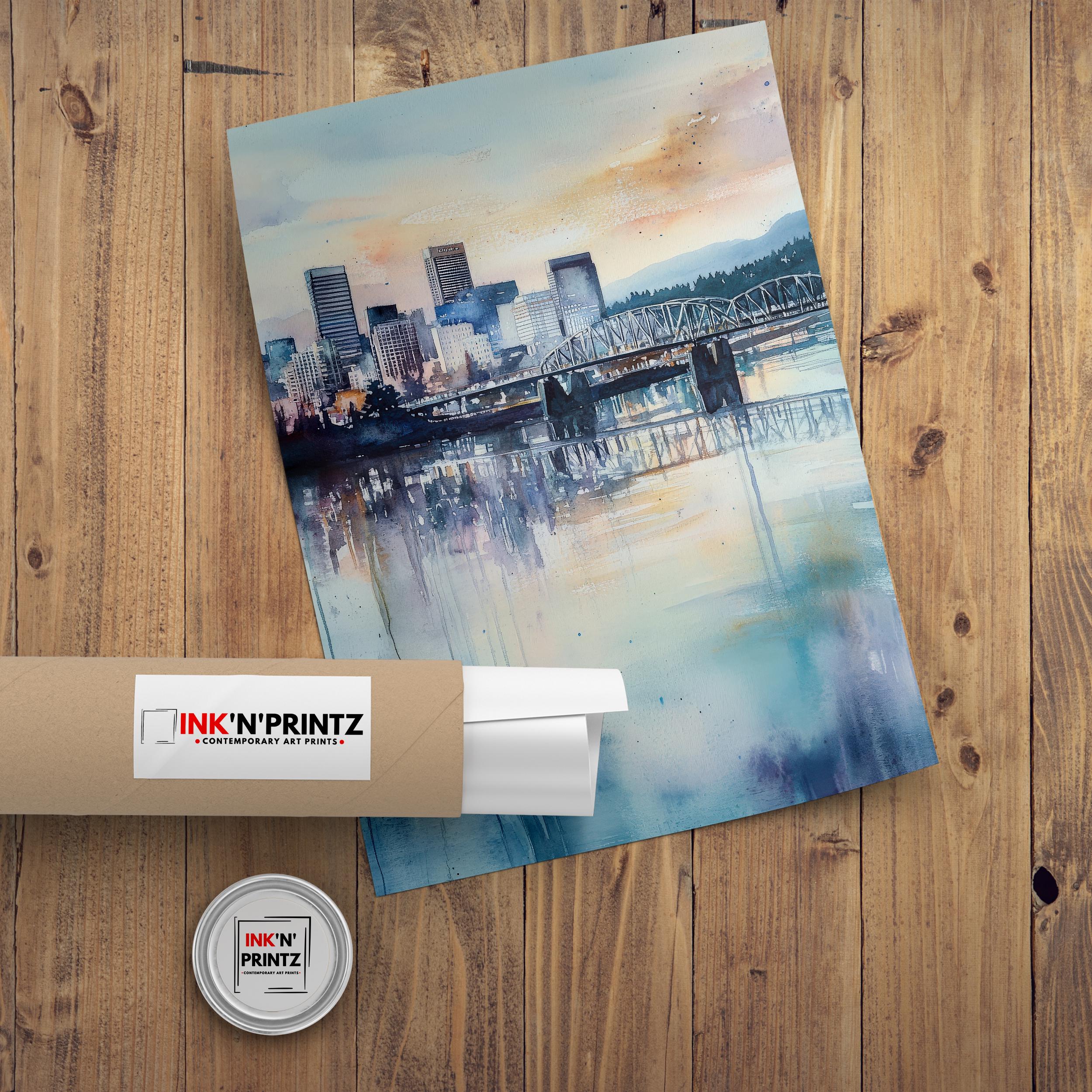 Portland Oregon Watercolor Travel Print Wall Decor Wall Art Portland Landscape Wall Hanging Home Décor Oregon City Gift Art Lovers Scenic