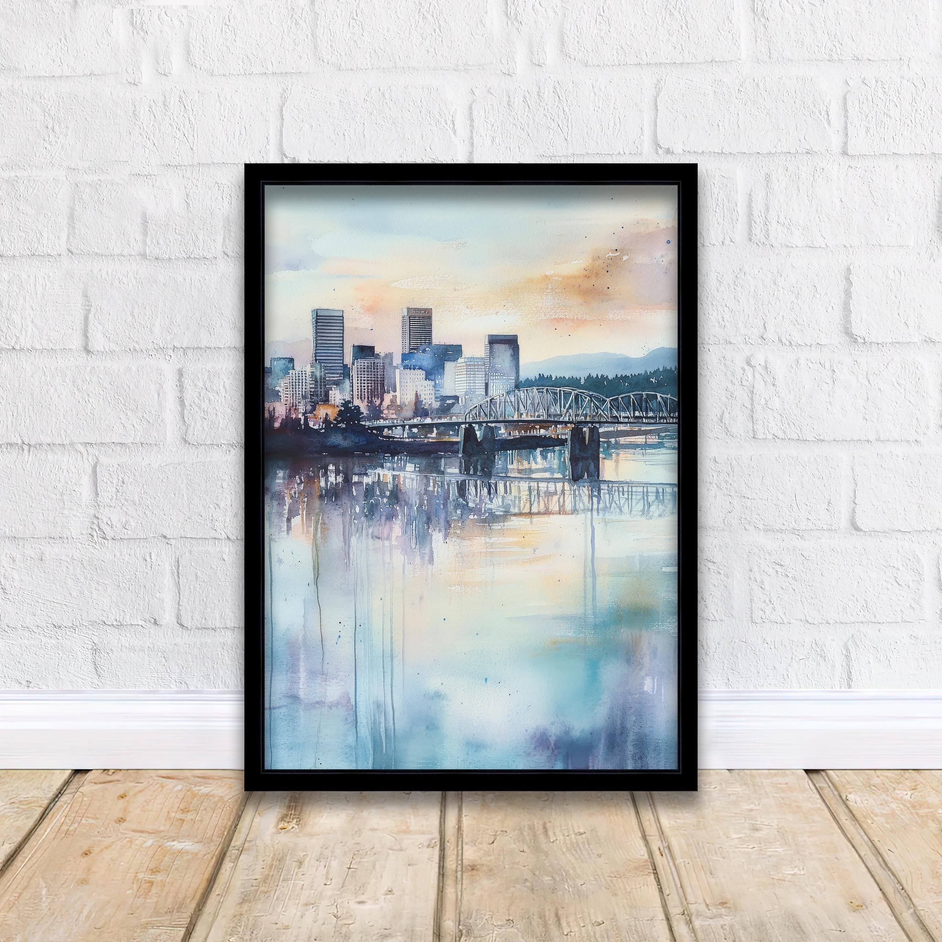 Portland Oregon Watercolor Travel Print Wall Decor Wall Art Portland Landscape Wall Hanging Home Décor Oregon City Gift Art Lovers Scenic