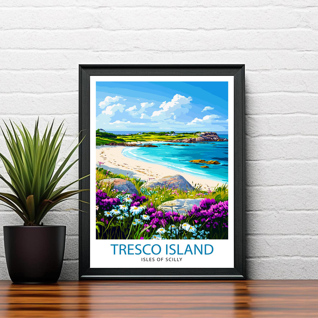 Tresco Island Isles of Scilly Travel Poster Wall Decor Wall Art Tresco Island Landscape Wall Hanging Home Décor Isles of Scilly Gift Art