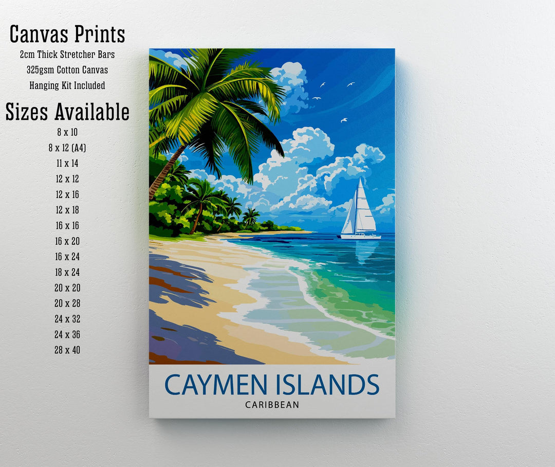 Cayman Islands Travel Poster Wall Decor Wall Art Cayman Islands Landscape Wall Hanging Home Décor Caribbean Gift Art Lovers Scenic Print