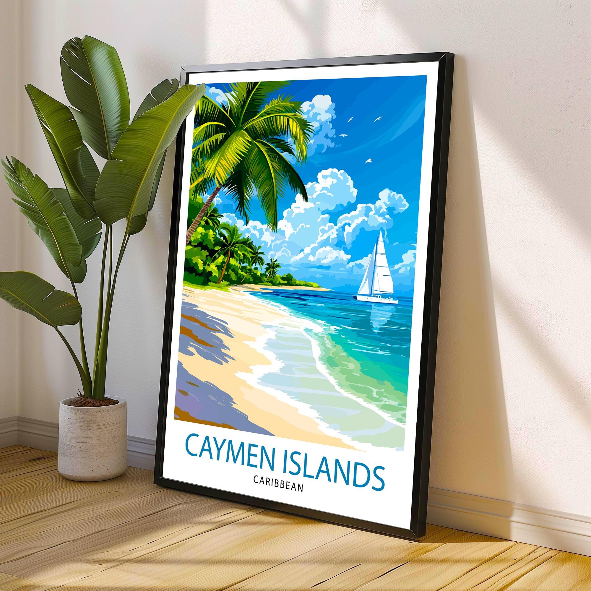 Cayman Islands Travel Poster Wall Decor Wall Art Cayman Islands Landscape Wall Hanging Home Décor Caribbean Gift Art Lovers Scenic Print