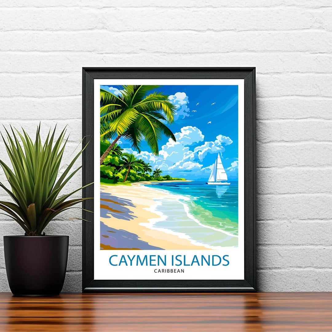 Cayman Islands Travel Poster Wall Decor Wall Art Cayman Islands Landscape Wall Hanging Home Décor Caribbean Gift Art Lovers Scenic Print