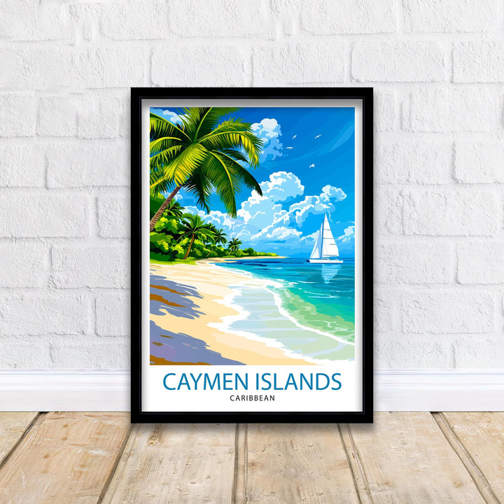 Cayman Islands Travel Poster Wall Decor Wall Art Cayman Islands Landscape Wall Hanging Home Décor Caribbean Gift Art Lovers Scenic Print