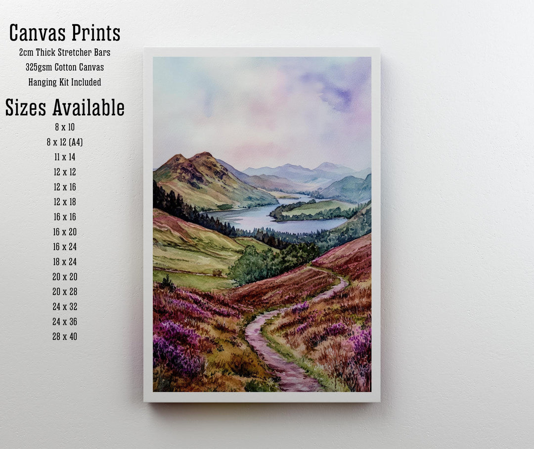 Cat Bells Cumbria Watercolor Travel Poster