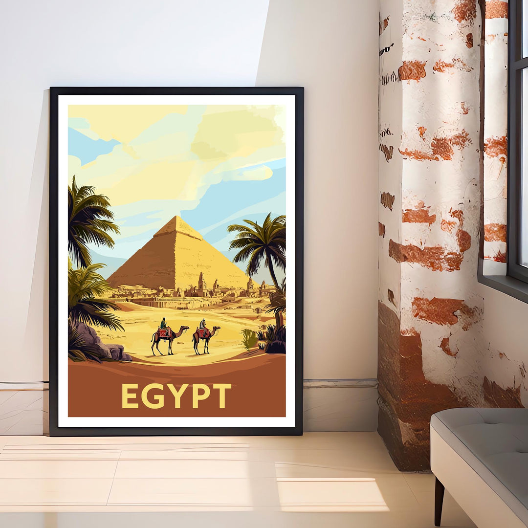 Vintage Egypt Travel Poster Wall Decor Wall Art Egypt Landscape Wall Hanging Home Décor Egyptian Gift Art Lovers Scenic Print