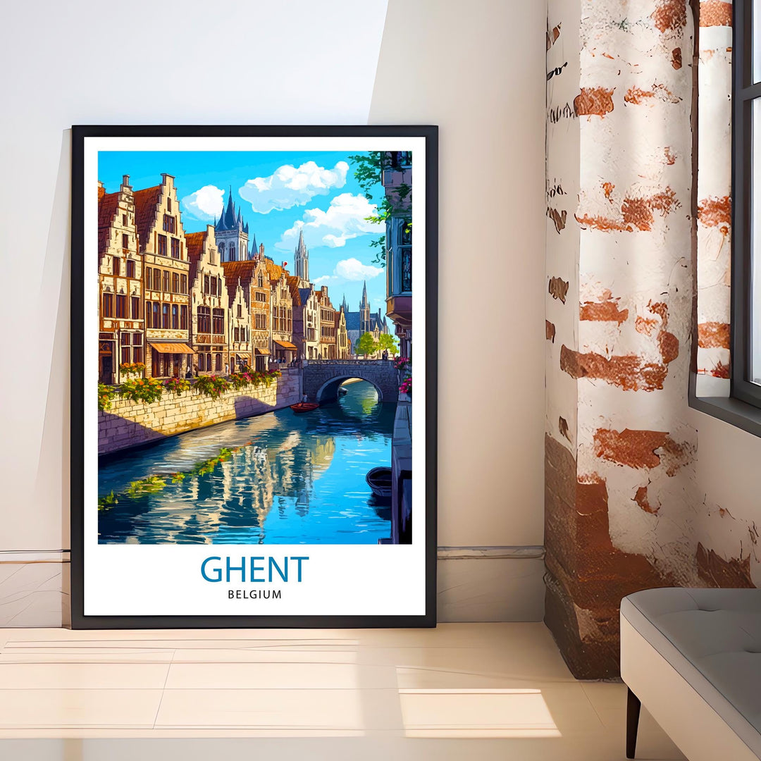 Ghent Belgium Travel Poster Wall Decor Wall Art Ghent Landscape Wall Hanging Home Décor Belgian City Gift Art Lovers Scenic Print