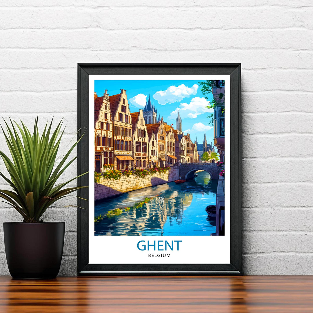 Ghent Belgium Travel Poster Wall Decor Wall Art Ghent Landscape Wall Hanging Home Décor Belgian City Gift Art Lovers Scenic Print