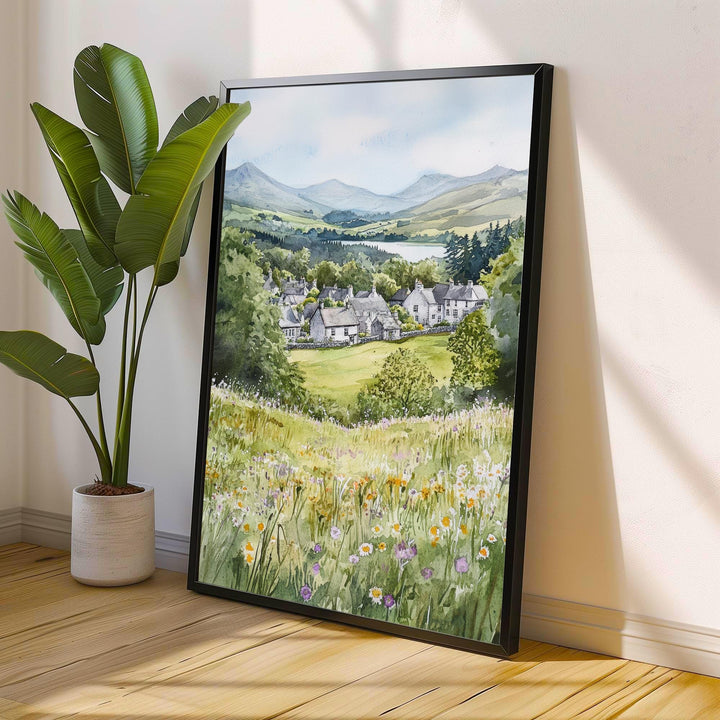 Hawkshead Lake District Watercolor Travel Poster