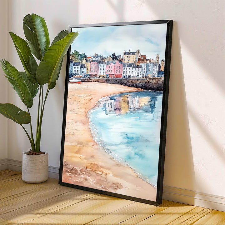 Tenby Watercolor Travel Print Wall Decor Wall Art Tenby Landscape Wall Hanging Home Décor Pembrokeshire Gift Art Lovers Scenic Print