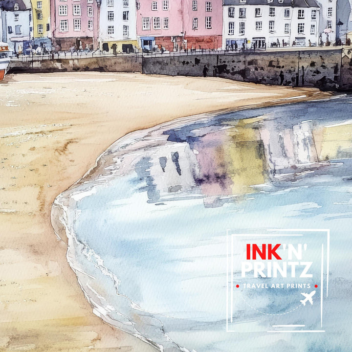 Tenby Watercolor Travel Print Wall Decor Wall Art Tenby Landscape Wall Hanging Home Décor Pembrokeshire Gift Art Lovers Scenic Print