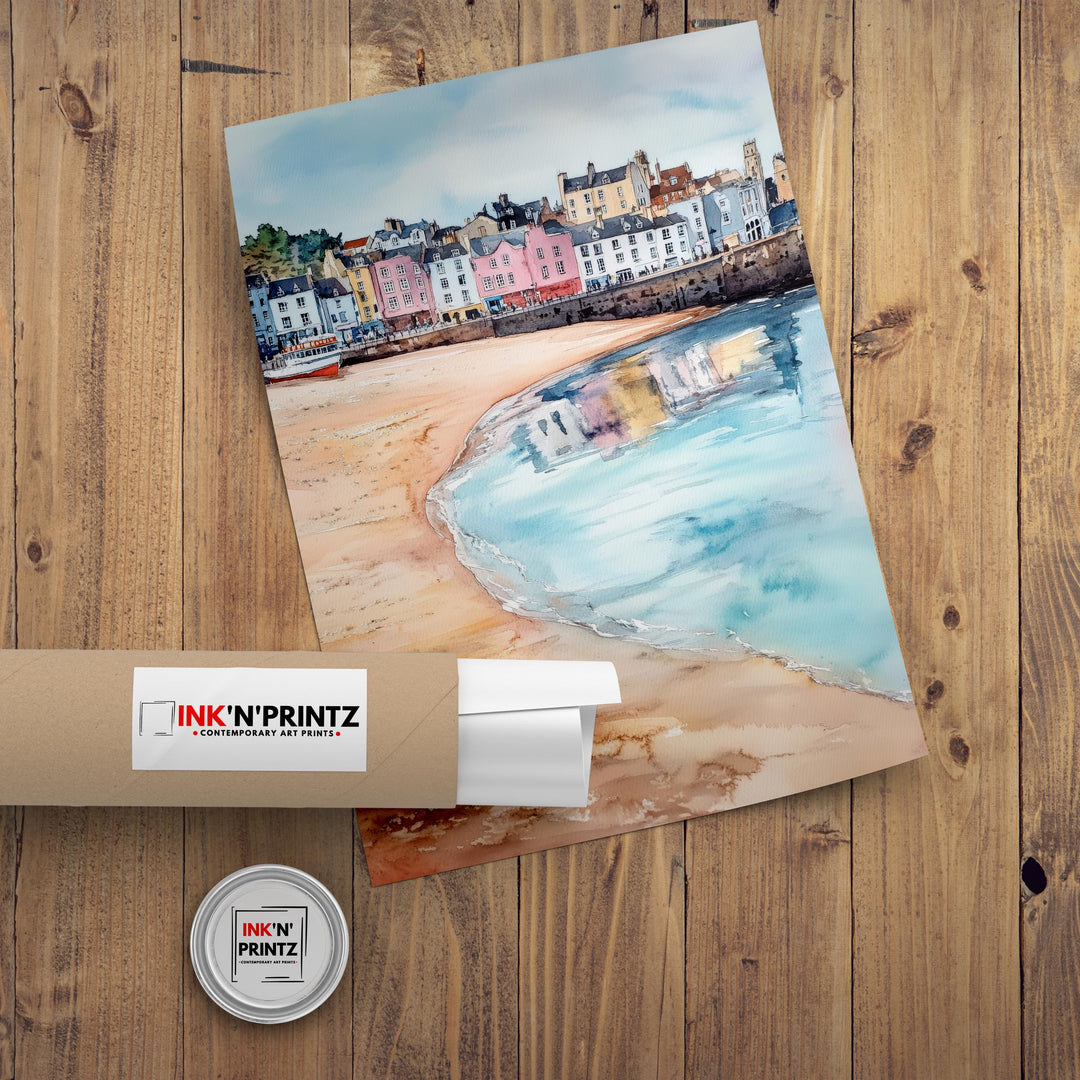 Tenby Watercolor Travel Poster