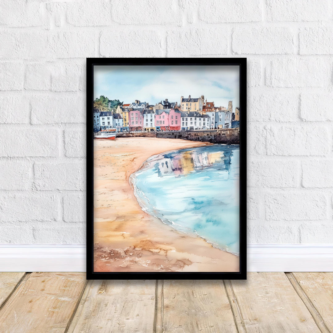 Tenby Watercolor Travel Print Wall Decor Wall Art Tenby Landscape Wall Hanging Home Décor Pembrokeshire Gift Art Lovers Scenic Print