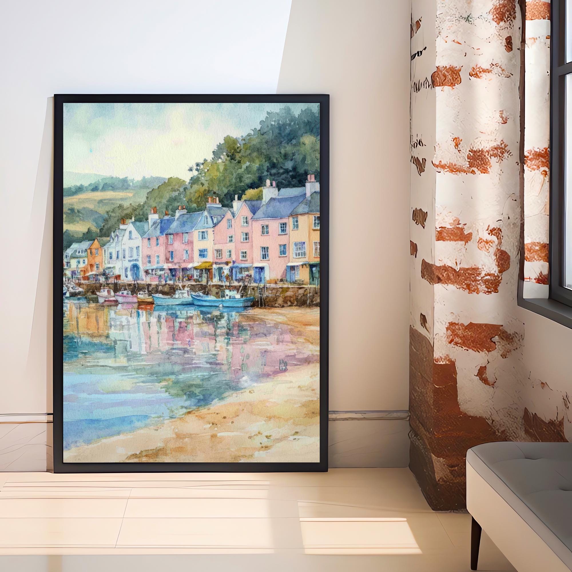 Looe Cornwall Watercolor Travel Print Wall Decor Wall Art Looe Landscape Wall Hanging Home Décor Cornwall Gift Art Lovers Scenic Print