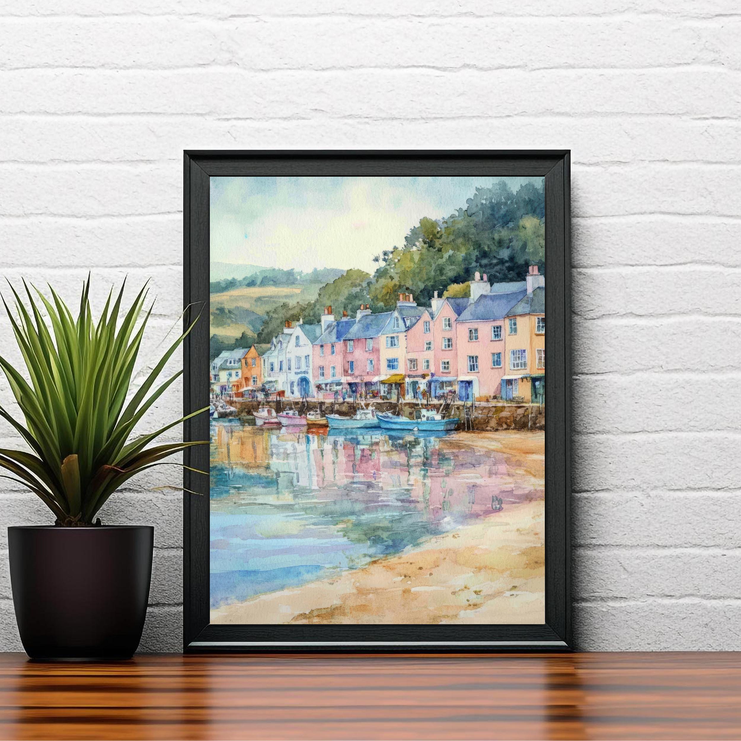 Looe Cornwall Watercolor Travel Print Wall Decor Wall Art Looe Landscape Wall Hanging Home Décor Cornwall Gift Art Lovers Scenic Print