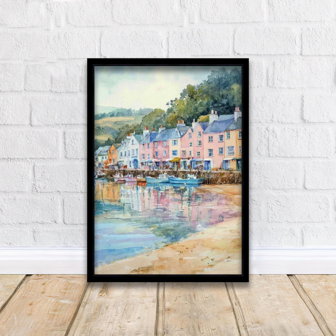 Looe Cornwall Watercolor Travel Poster