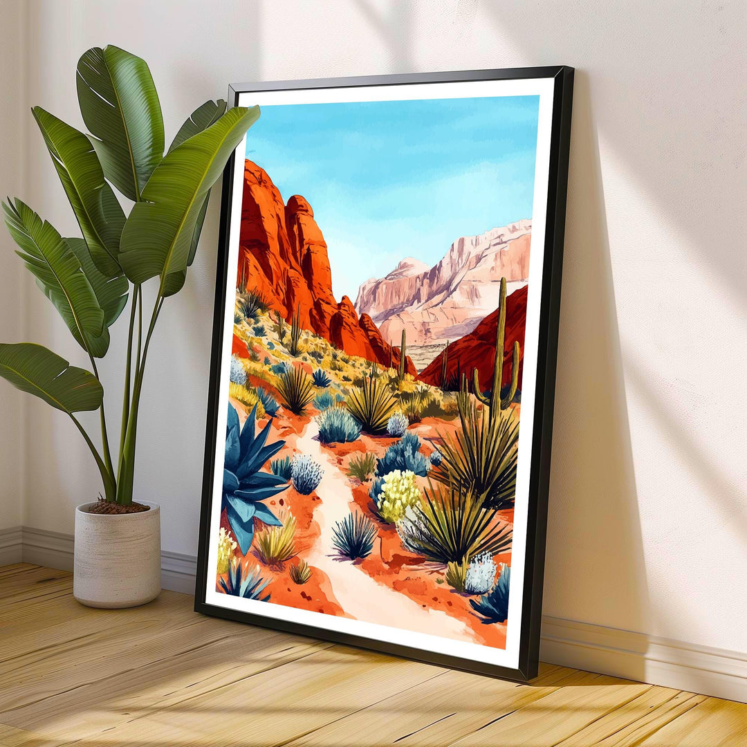 Red Rock National Park Travel Poster Wall Decor Wall Art Red Rock Landscape Wall Hanging Home Décor Nevada Gift Art Lovers Scenic Print