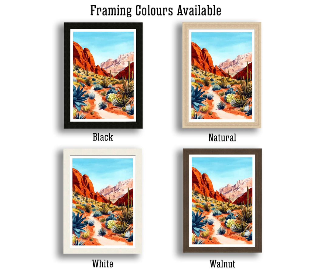 Red Rock National Park Travel Poster Wall Decor Wall Art Red Rock Landscape Wall Hanging Home Décor Nevada Gift Art Lovers Scenic Print