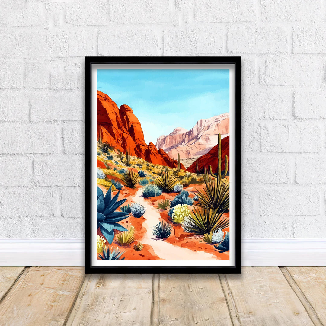 Red Rock National Park Travel Poster Wall Decor Wall Art Red Rock Landscape Wall Hanging Home Décor Nevada Gift Art Lovers Scenic Print