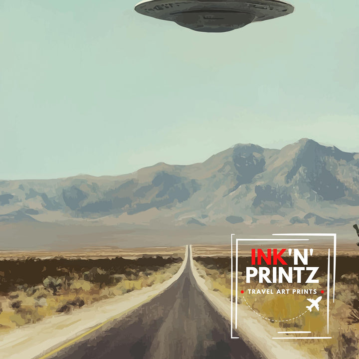 Area 51 Travel Poster Wall Decor Wall Art Nevada Landscape Wall Hanging Home Décor UFO Gift Art Lovers Sci-Fi Scenic Print