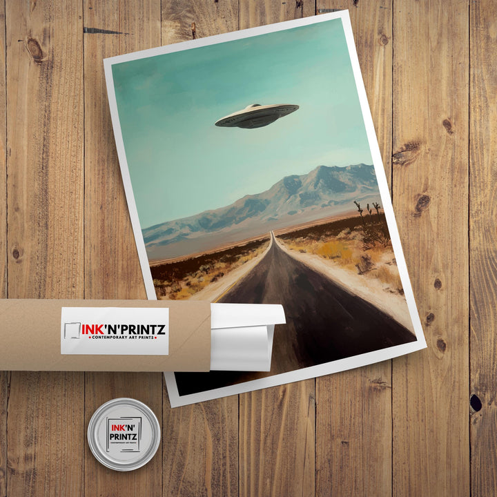 Area 51 Travel Poster Wall Decor Wall Art Nevada Landscape Wall Hanging Home Décor UFO Gift Art Lovers Sci-Fi Scenic Print