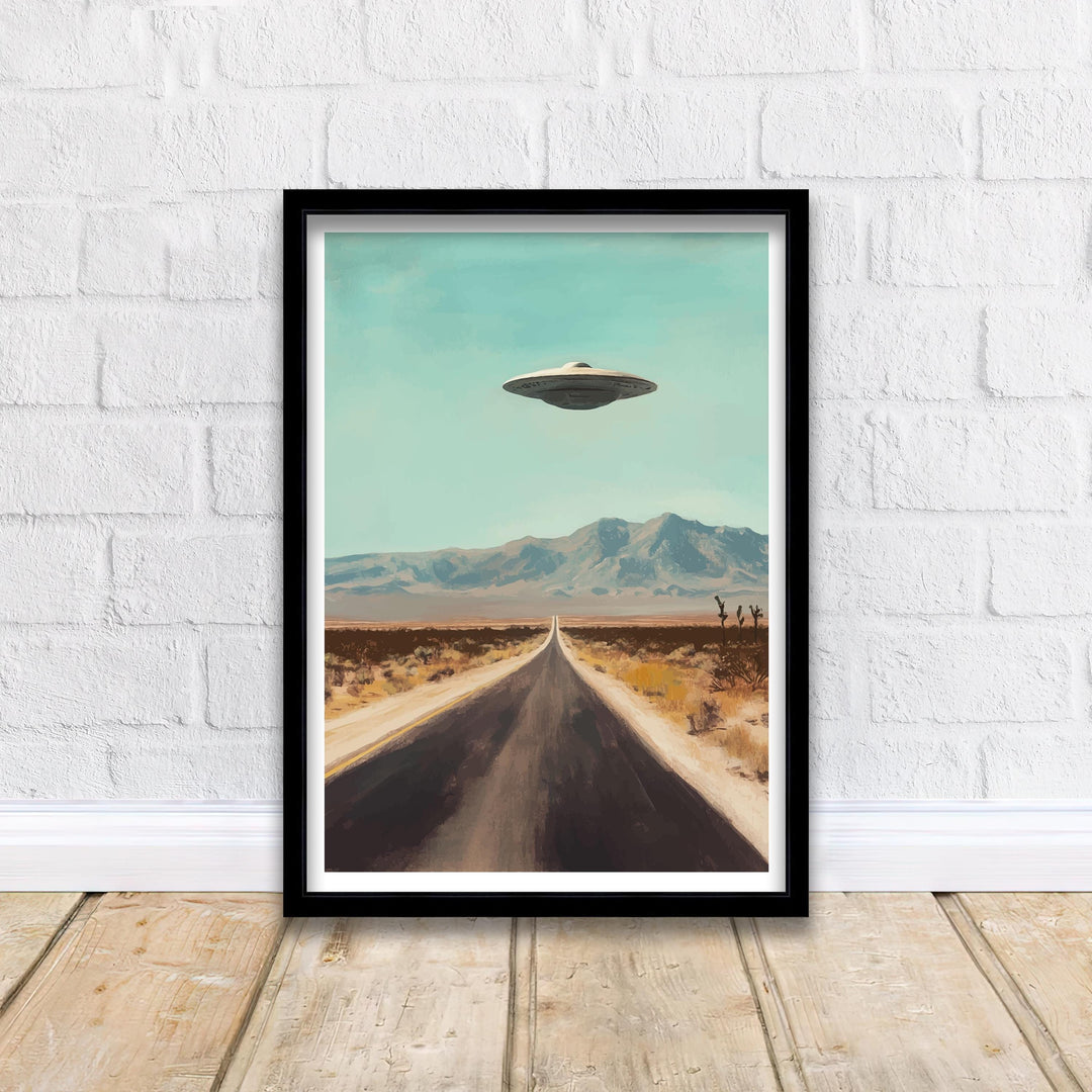 Area 51 Travel Poster Wall Decor Wall Art Nevada Landscape Wall Hanging Home Décor UFO Gift Art Lovers Sci-Fi Scenic Print