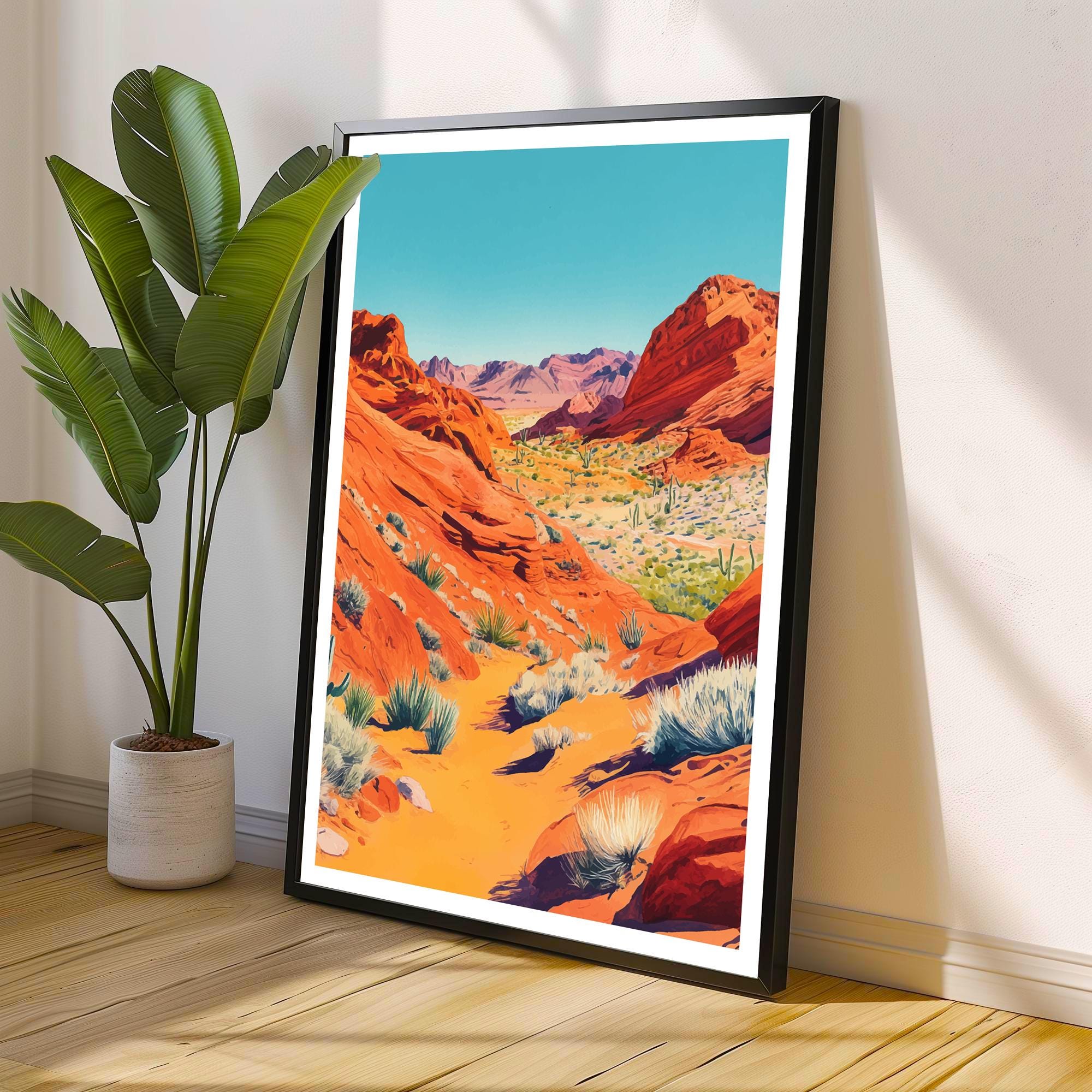 Valley of Fire State Park Travel Poster Wall Decor Wall Art Valley of Fire Landscape Wall Hanging Home Décor Nevada Gift Art Lovers Scenic
