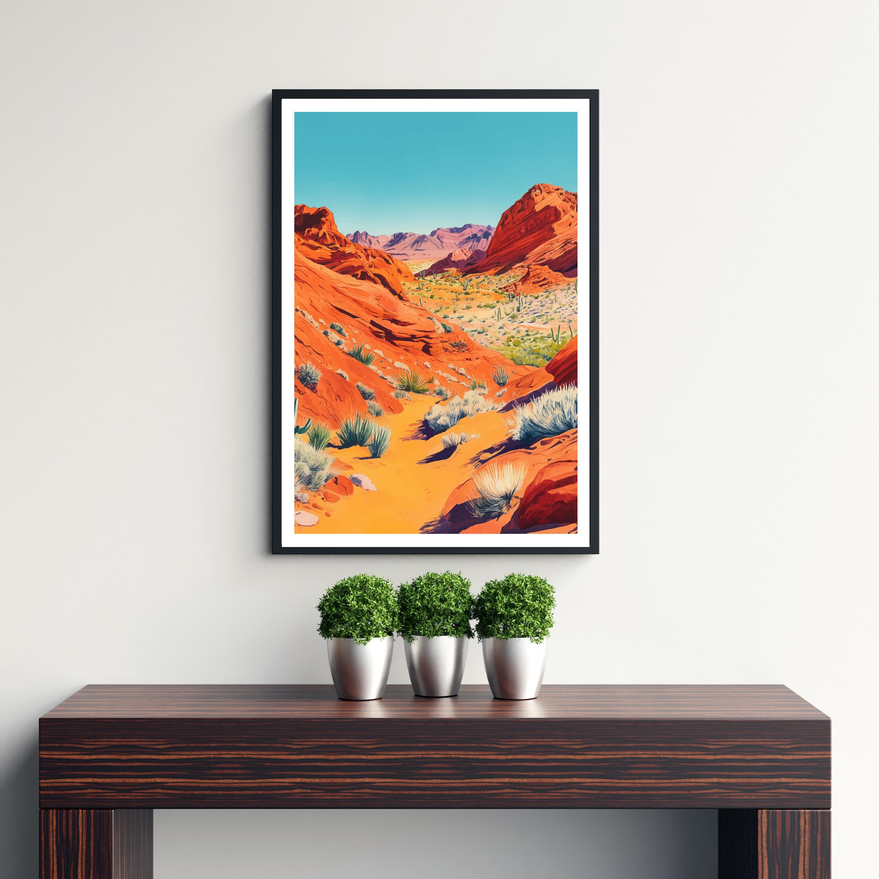 Valley of Fire State Park Travel Poster Wall Decor Wall Art Valley of Fire Landscape Wall Hanging Home Décor Nevada Gift Art Lovers Scenic