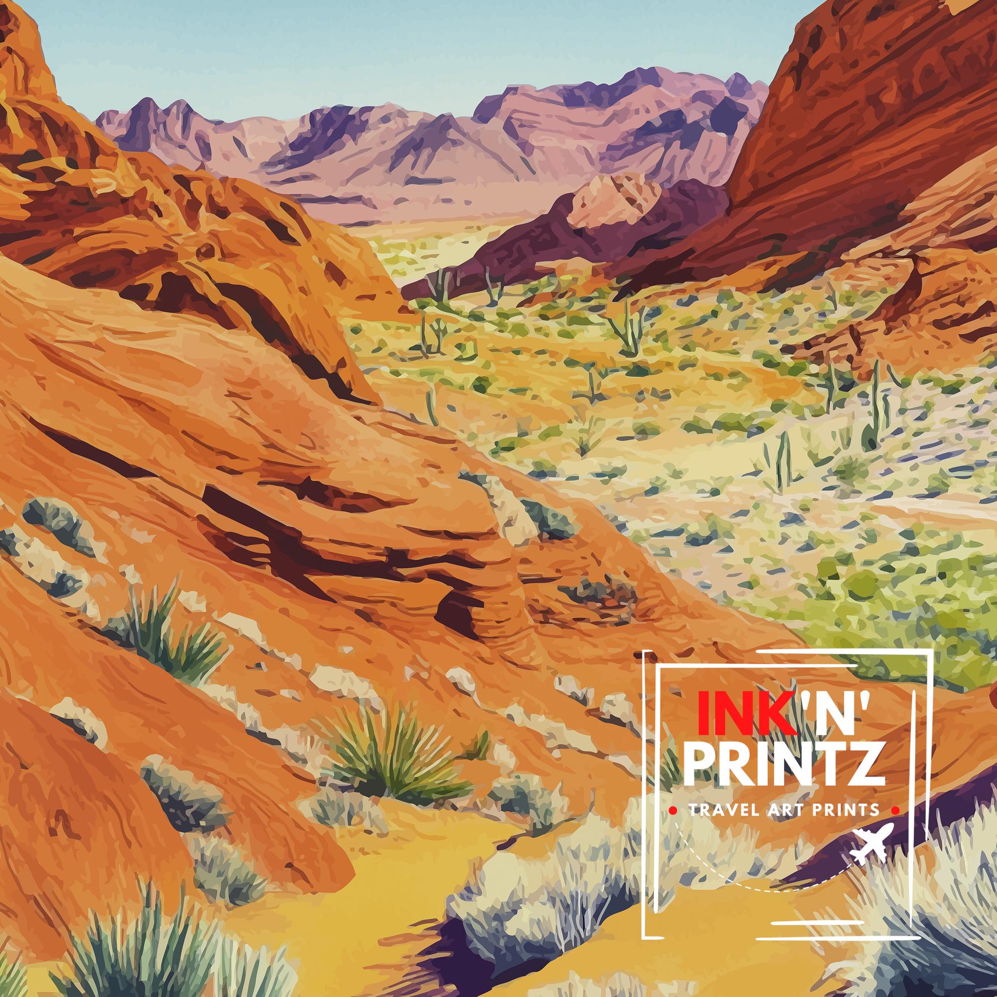 Valley of Fire State Park Travel Poster Wall Decor Wall Art Valley of Fire Landscape Wall Hanging Home Décor Nevada Gift Art Lovers Scenic